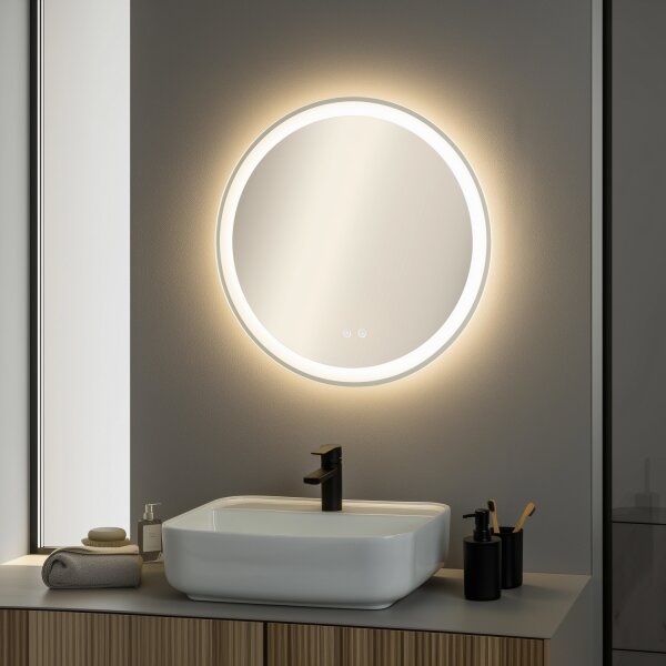 Brilagi-LED Stm. koup. vyhř. zrcadlo s pods. AVA PRO LED/18W/230V pr. 60 cm IP44