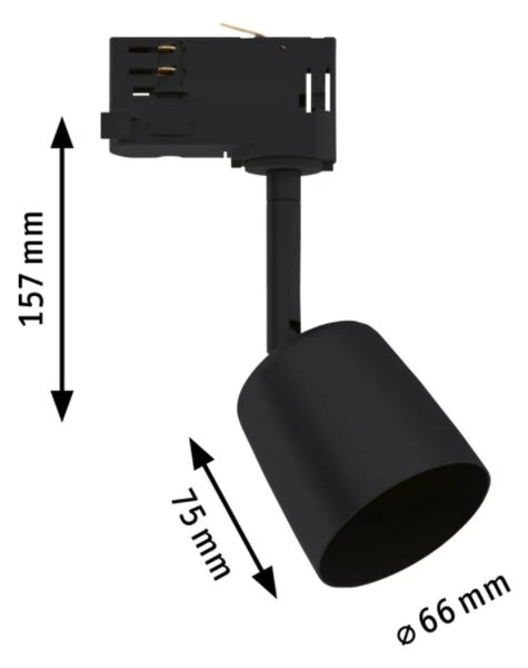 Paulmann 95532 ProRail3 Cover, černý reflektor, 1x10W LED GU10, prům. 6,6cm