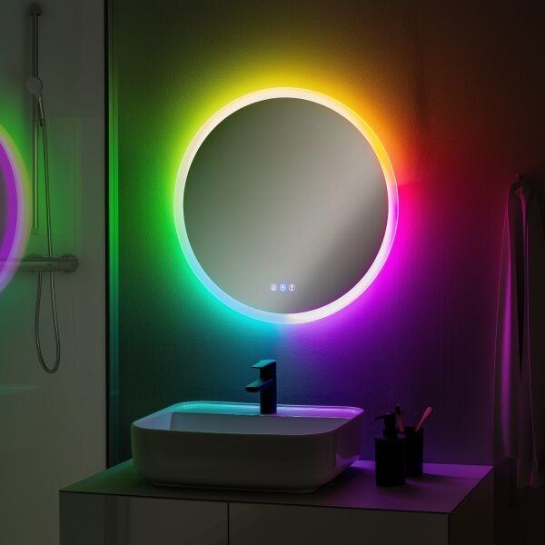 Brilagi-LED RGBW Stm. vyhř. zrcadlo s pods. CLARA PRO LED/18W/230V pr.60 cm IP44