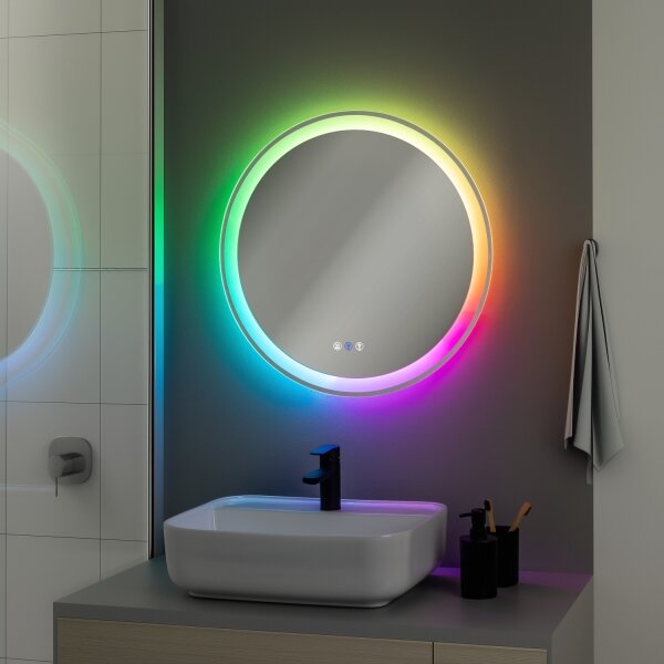 Brilagi- LED RGBW Stm. vyhř. zrcadlo s pods. AVA PRO LED/18W/230V pr. 60 cm IP44