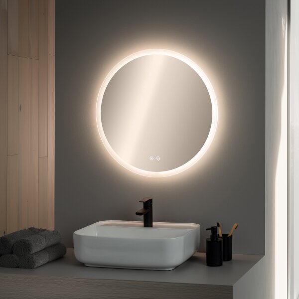 Brilagi-LED RGBW Stm. vyhř. zrcadlo s pods. CLARA PRO 19W/230V pr. 60 cm IP44+DO