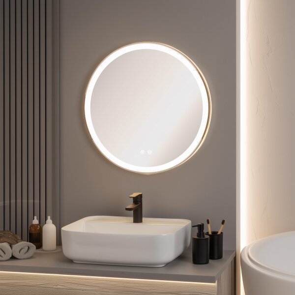 Brilagi-LED Stm. vyhř. zrcadlo s pods. ALU PRO LED/18W/230V pr.60 cm IP44 l. ch