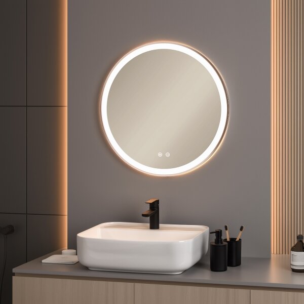 Brilagi-LED Stm. vyhř. zrcadlo s pods. ALU PRO LED/18W/230V pr.60 cm IP44 m. ch