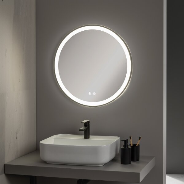 Brilagi-LED Stm. vyhř. zrcadlo s pods. ALU PRO LED/18W/230V pr. 60 cm IP44 černá