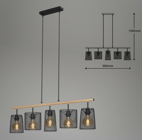 Brilo 4078-054 - Lustr na lanku WOOD & STYLE 5xE27/60W/230V