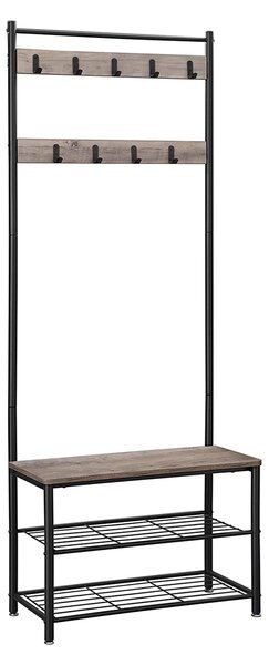 Kovová předsíňová stěna INDUSTRY 175 cm, černá/šedohnědá