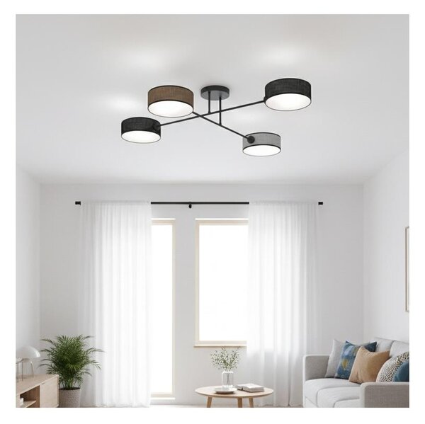 Přisazený lustr MAGA 4xE14/10W/230V černá/hnědá/šedá