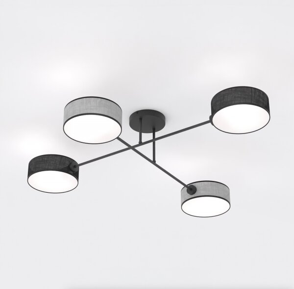 Přisazený lustr MAGA 4xE14/10W/230V černá/šedá