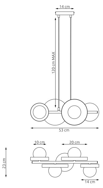Lustr na lanku MODEL 4xG9/8W/230V černá