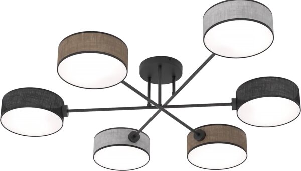 Přisazený lustr MAGA 6xE14/10W/230V černá/hnědá/šedá