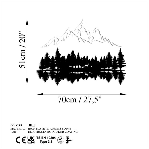 ASIR Nástěnná dekorace kovová NATURE AND MOUNTAIN černá a bílá