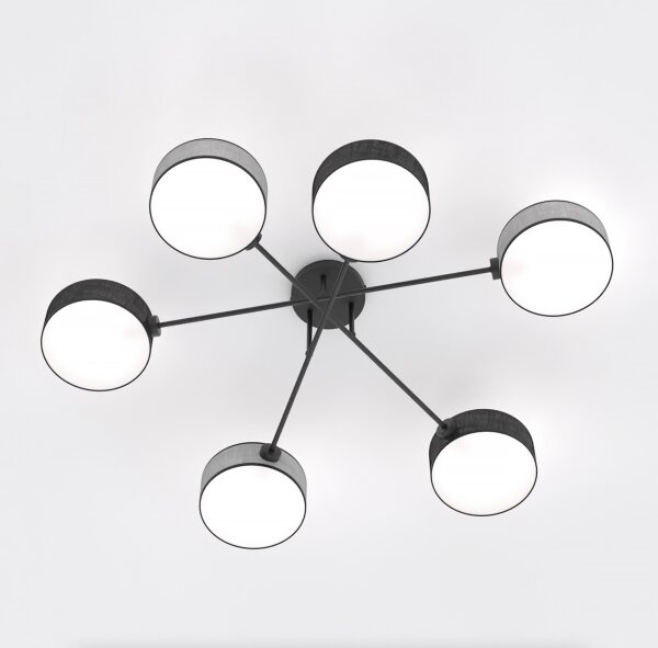 Přisazený lustr MAGA 6xE14/10W/230V černá/šedá