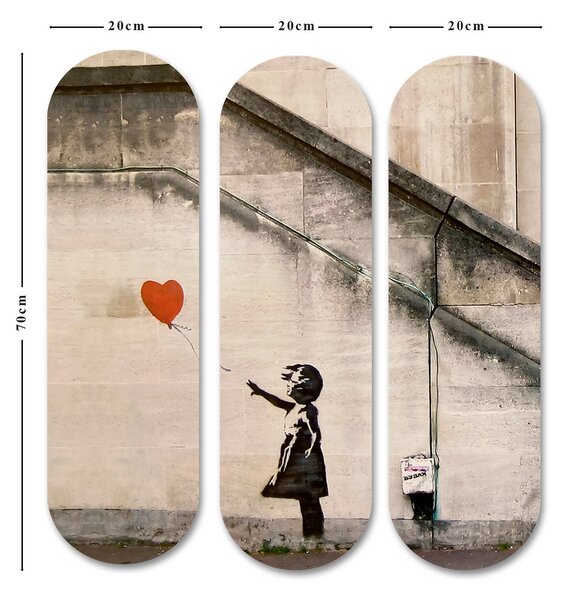 ASIR Obraz MDF Banksy – dívka s balónkem 3 ks