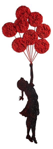 ASIR Nástěnná dekorace kovová BANKSY Dívka s balónky, černá a červená