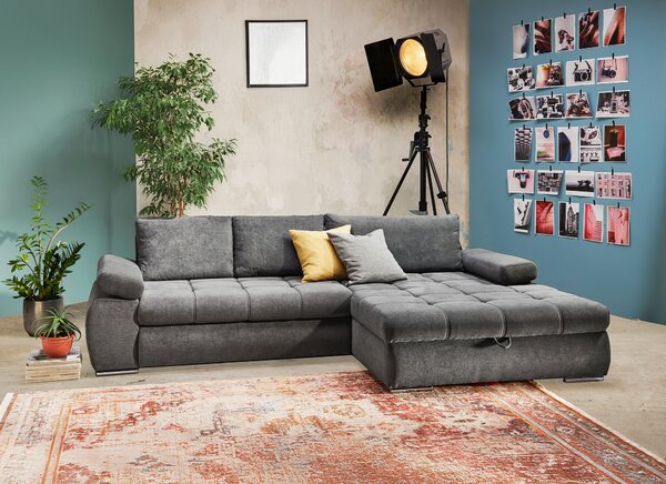ROHOVÁ SEDAČKA, textil, šedá Carryhome - Rozkládací sedačky