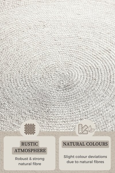 Koberec Hanse Home Jute Braided Rangpur bílý kruh
