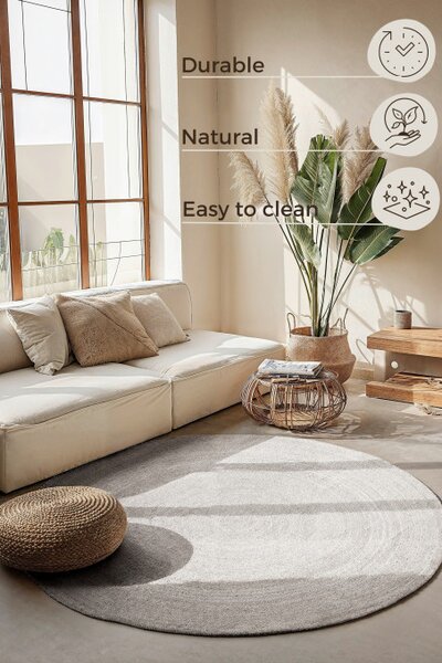 Koberec Hanse Home Jute Braided Rangpur bílý kruh