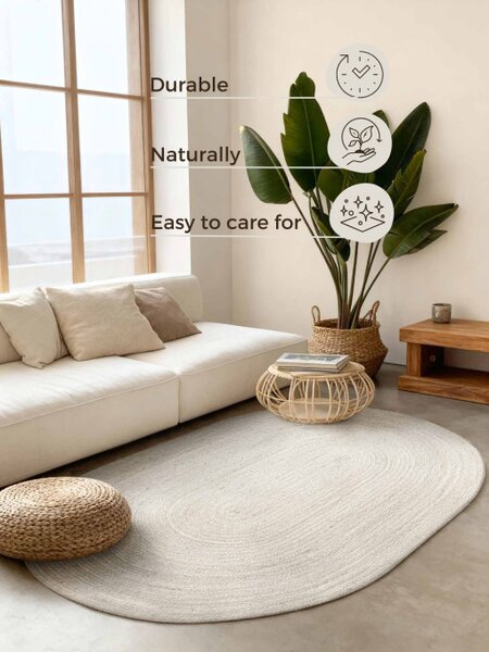 Koberec Hanse Home Jute Braided Rangpur bílý ovál