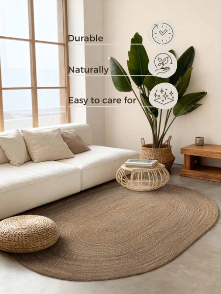 Koberec Hanse Home Jute Braided Rangpur naturální / hnědý ovál