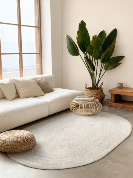 Koberec Hanse Home Jute Braided Rangpur bílý ovál