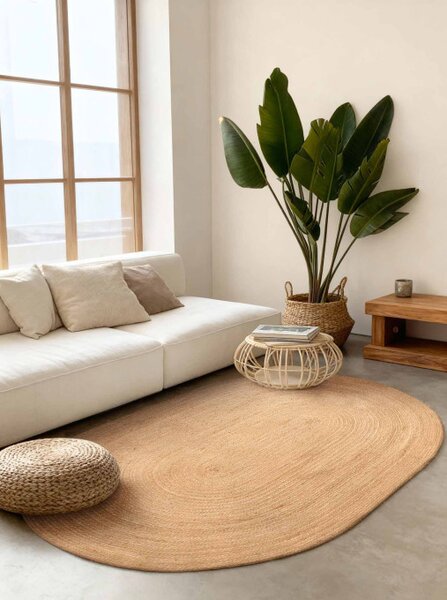 Koberec Hanse Home Jute Braided Rangpur naturální / zlatý ovál