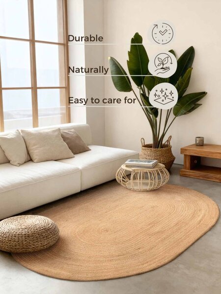 Koberec Hanse Home Jute Braided Rangpur naturální / zlatý ovál