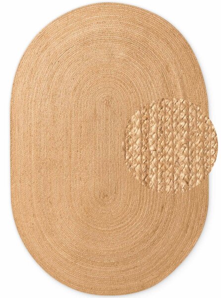 Koberec Hanse Home Jute Braided Rangpur naturální / zlatý ovál