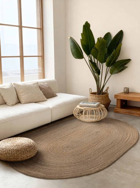 Koberec Hanse Home Jute Braided Rangpur naturální / hnědý ovál