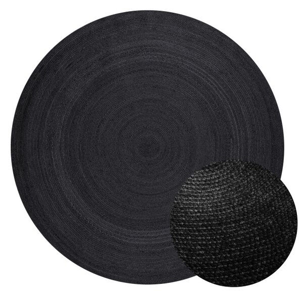 Koberec Hanse Home Jute Braided Rangpur černý kruh