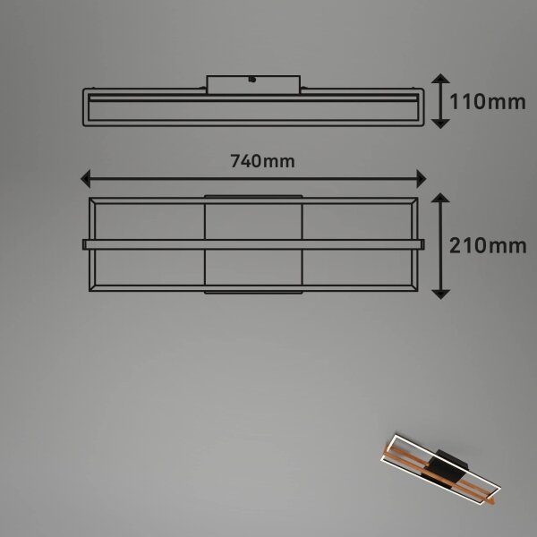 Briloner 3777-015 - LED Stropní svítidlo FRAME LED/21W/230V 3000K černá