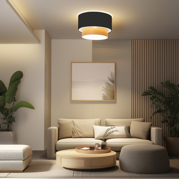 Brilagi - LED Přisazený lustr CERIA 1xE27/40W/230V pr. 50 cm černá/béžová