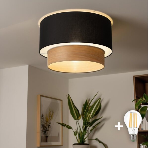 Brilagi - LED Přisazený lustr CERIA 1xE27/40W/230V pr. 50 cm černá/béžová