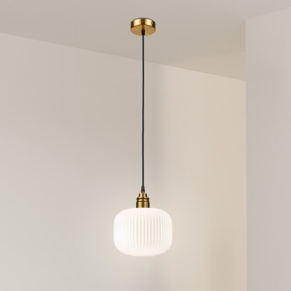 Lustr na lanku HECTOR 1xE27/15W/230V bílá/mosaz pr. 20 cm