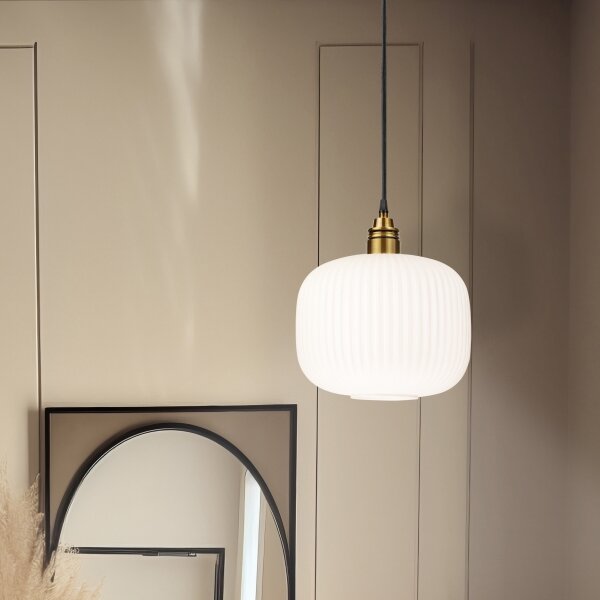 Lustr na lanku HECTOR 1xE27/15W/230V bílá/mosaz pr. 25 cm