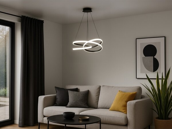 LED Stmívatelný lustr na lanku LED/90W/230V 3000-6500K pr. 47 cm + DO