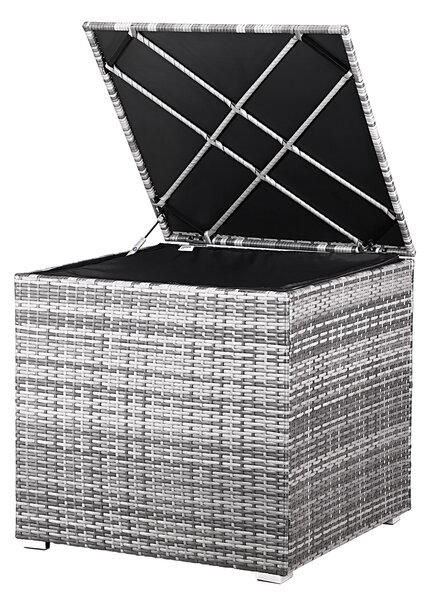 Odkládací box z umělého ratanu šedý 75x75x70cm, Casaria
