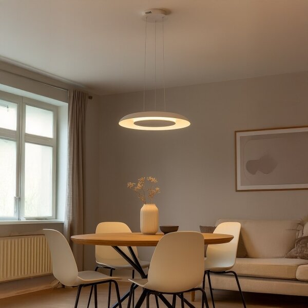 LED Lustr na lanku PIATTINO LED/30W/230V 2700/3200/4000K pr. 40 cm bílá