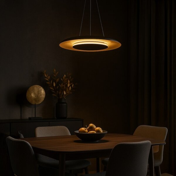 LED Lustr na lanku PIATTINO LED/30W/230V 2700/3200/4000K pr. 40 cm černá/zlatá