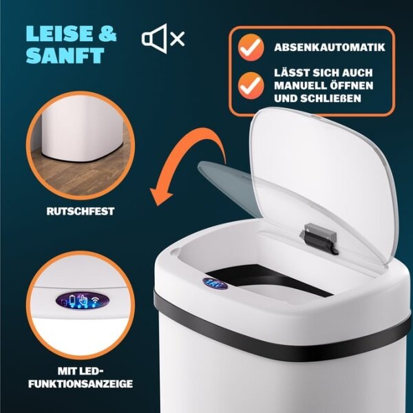 Bezdotykový Jumbo koš 50l bílá USB kabel zdarma
