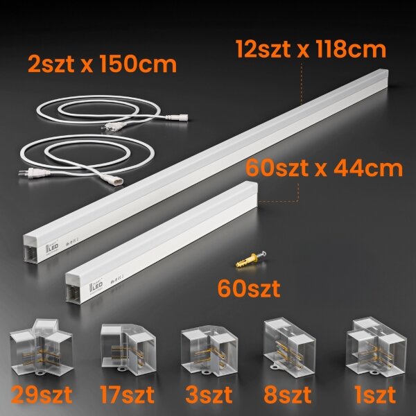 LED Stropní svítidlo LED/696W/85-265V 4000K 484x243 cm CRI 90 IP44 bílá