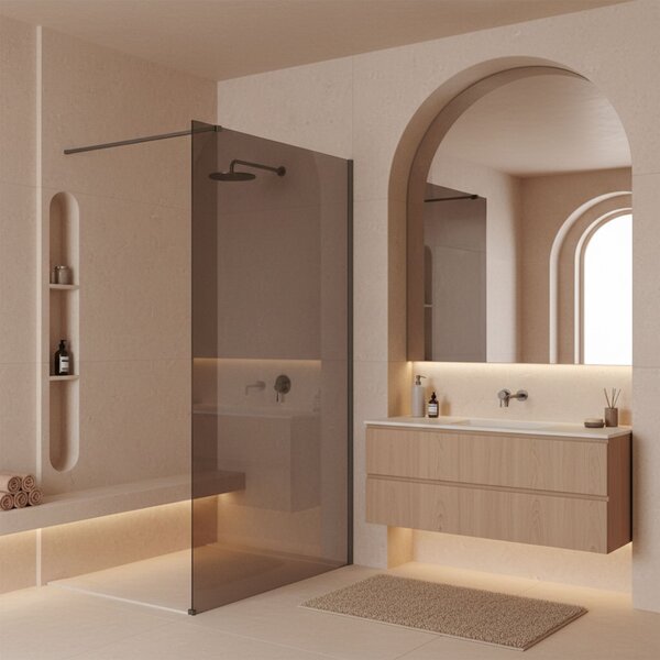 Sprchová zástěna Rea Flexi Brown / Titan 140