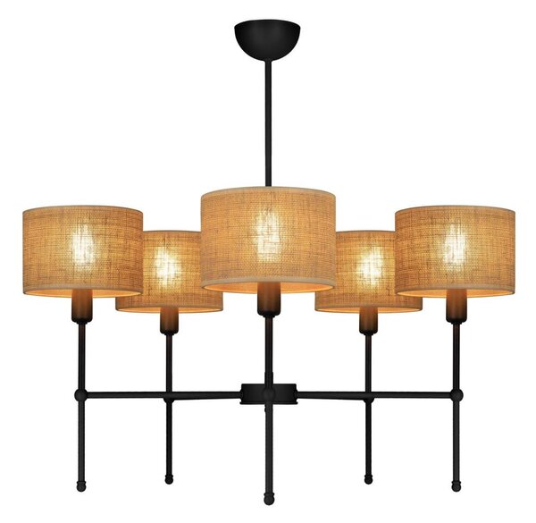 Lustr na tyči MADELA 5xE14/40W/230V juta/černá