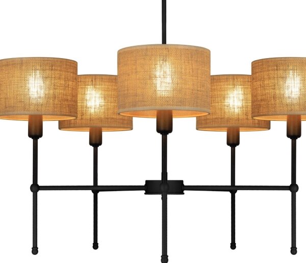 Lustr na tyči MADELA 5xE14/40W/230V juta/černá