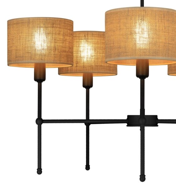 Lustr na tyči MADELA 5xE14/40W/230V juta/černá