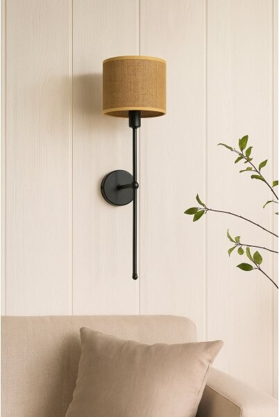 Nástěnná lampa MADELA 1xE14/40W/230V juta/černá