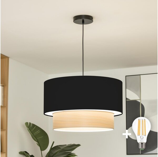 Brilagi - LED Lustr na lanku CERIA 1xE27/40W/230V pr. 50 cm černá/béžová
