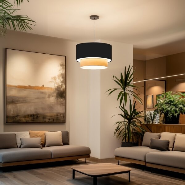 Brilagi - LED Lustr na lanku CERIA 1xE27/40W/230V pr. 50 cm černá/béžová