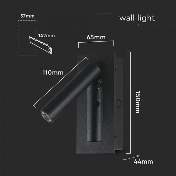 LED Nástěnné bodové svítidlo LED/2W/230V 3000K černá