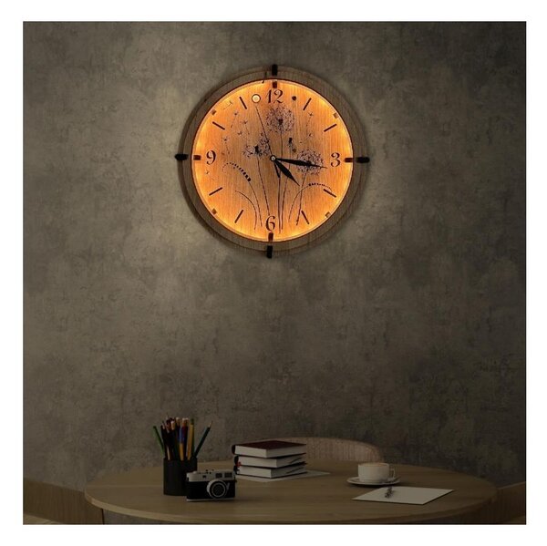 Li-Go 23688/DUB2 - LED Hodiny se senzorem pohybu LED/1xAA pr. 32 cm dub