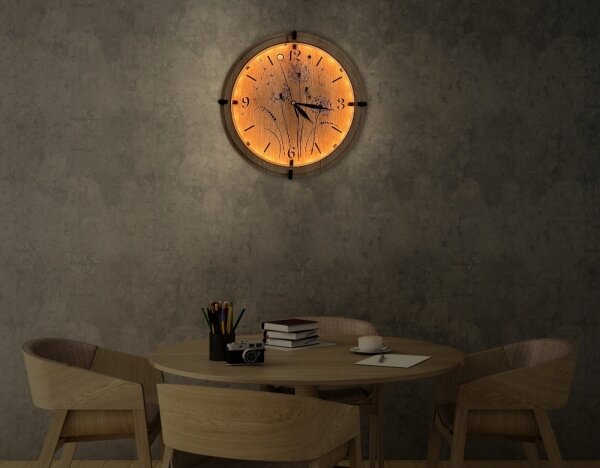 Li-Go 23688/DUB2 - LED Hodiny se senzorem pohybu LED/1xAA pr. 32 cm dub
